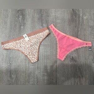 Aerie Pink and Leopard Print Thong Set
